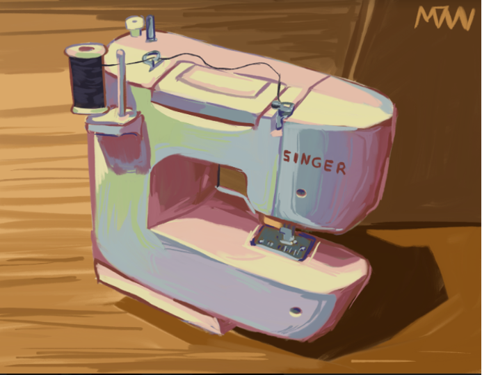 Colorful image of a Singer sewing machine.